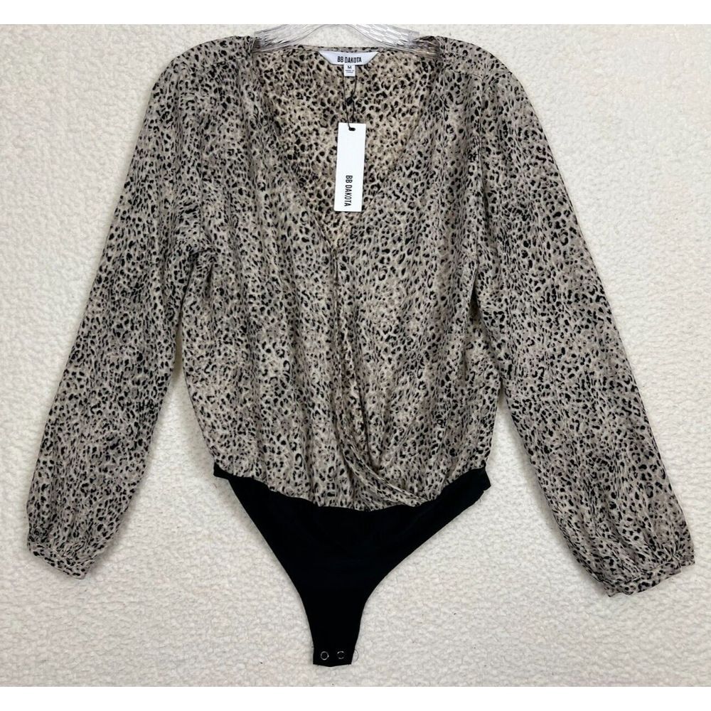BB Dakota‎ Bodysuit Womens Size Medium Cheetah Leopard Print NEW